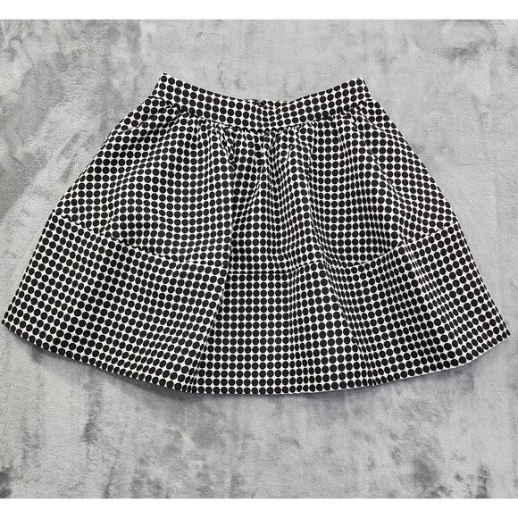 Express Polka Dot A-Line Mini Skirt Size 4 Black White Rockabilly Retro Flare - Picture 1 of 12